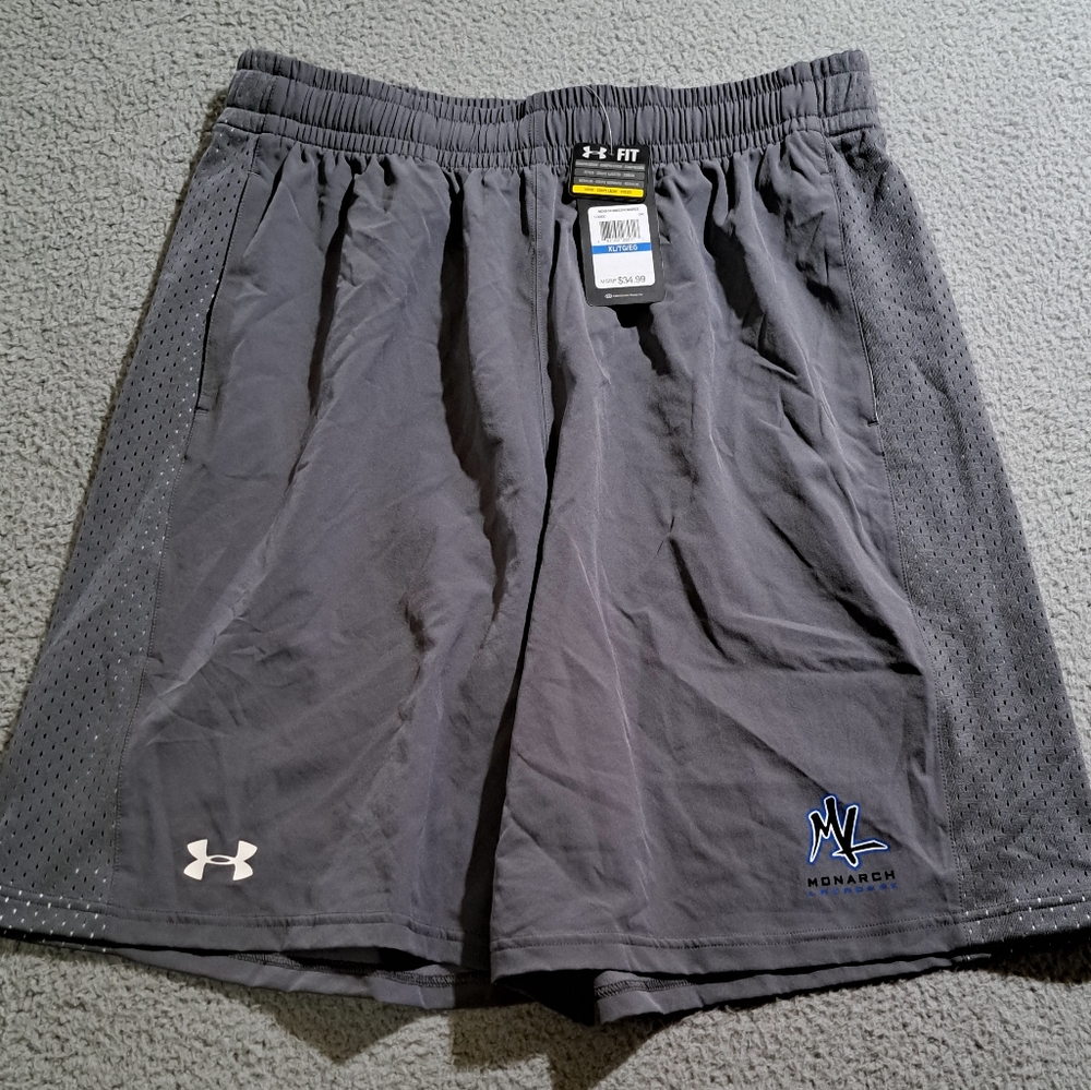 Under Armour Men`s Heat Gear Loose Fit Compression Monarch Lacrosse Shorts Sz XL